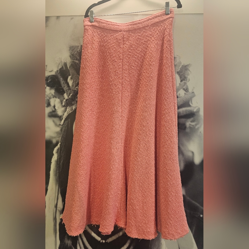 ZARA Midi Tweed High-waisted A-Line Skirt in Faded Pink Size Large - Picture 4 of 6